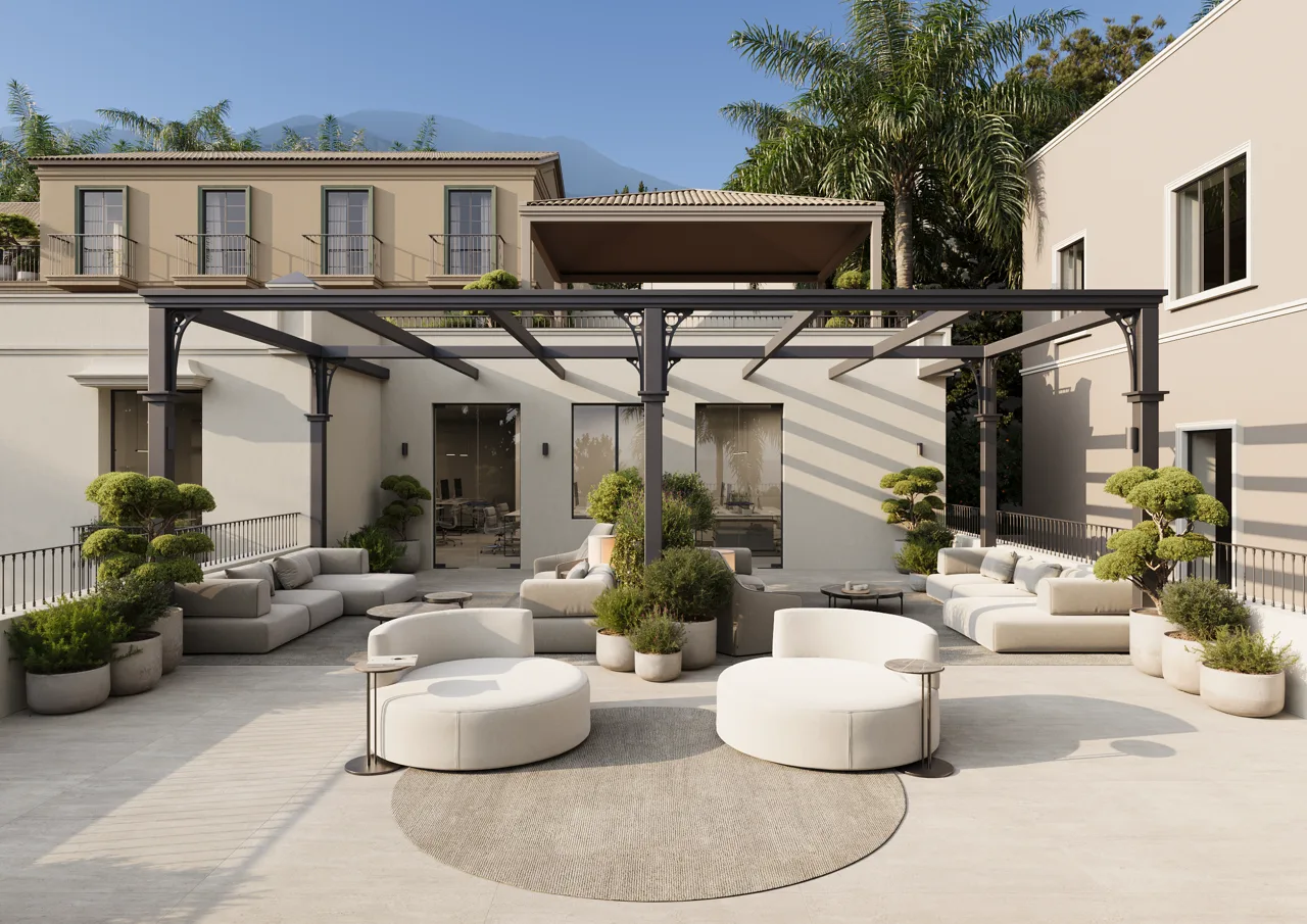 Illustrative terrace seating at a commercial property in Benahavis