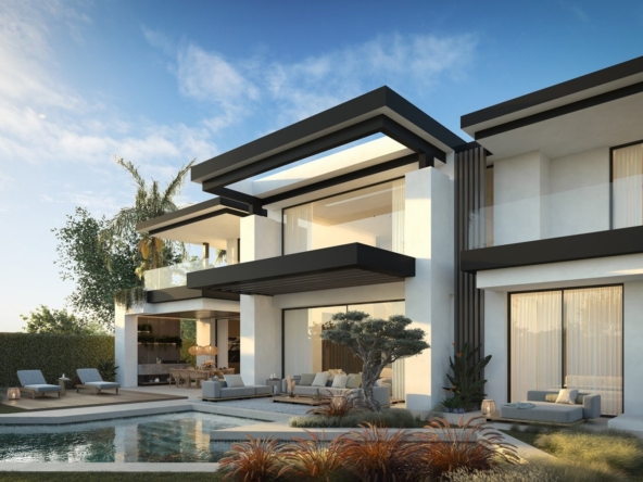 Architectural illustration of a contemporary villa with private pool in Cortijo Blanco