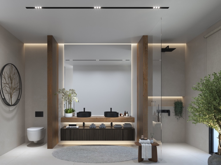 Illustrated contemporary bathroom