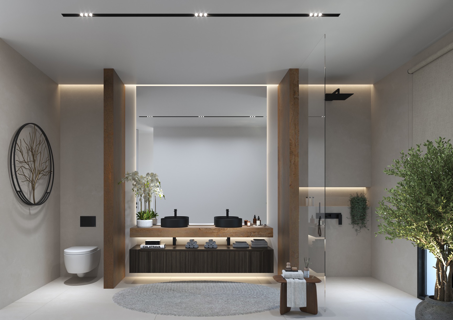 Illustrated contemporary bathroom