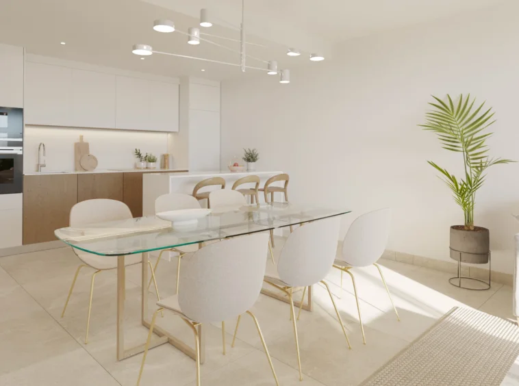Illustrative open kitchen and dining room