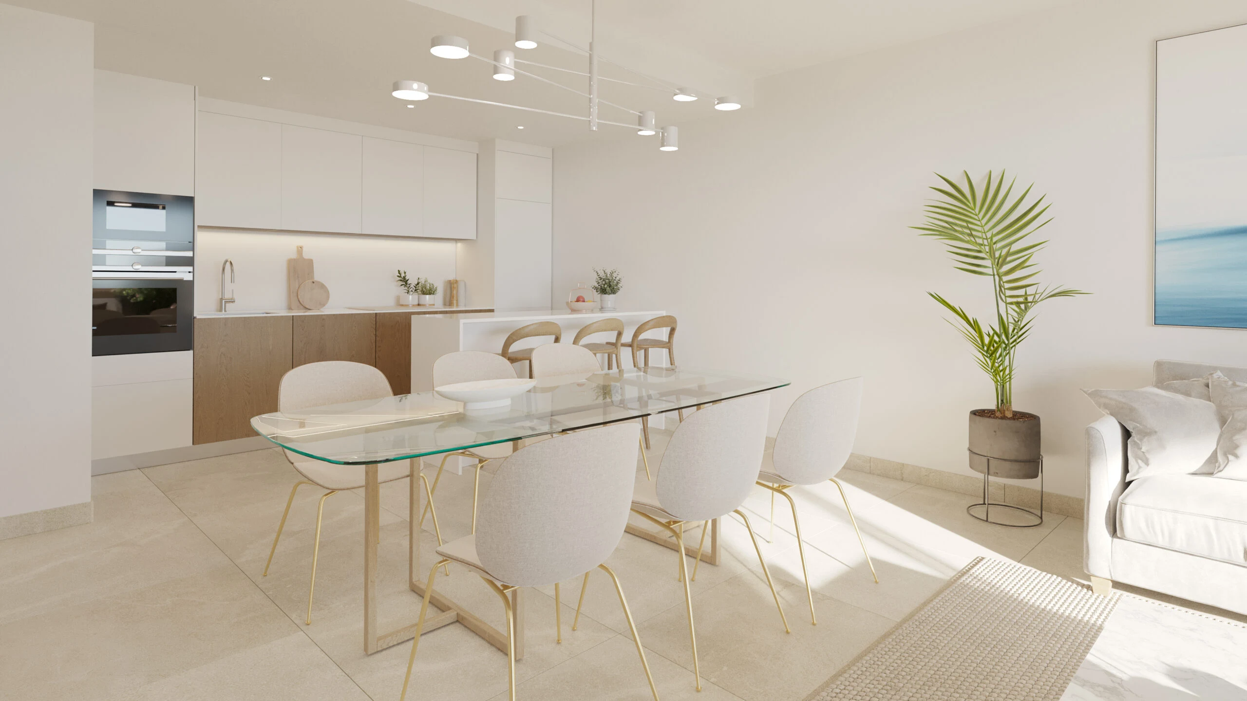 Illustrative open kitchen and dining room