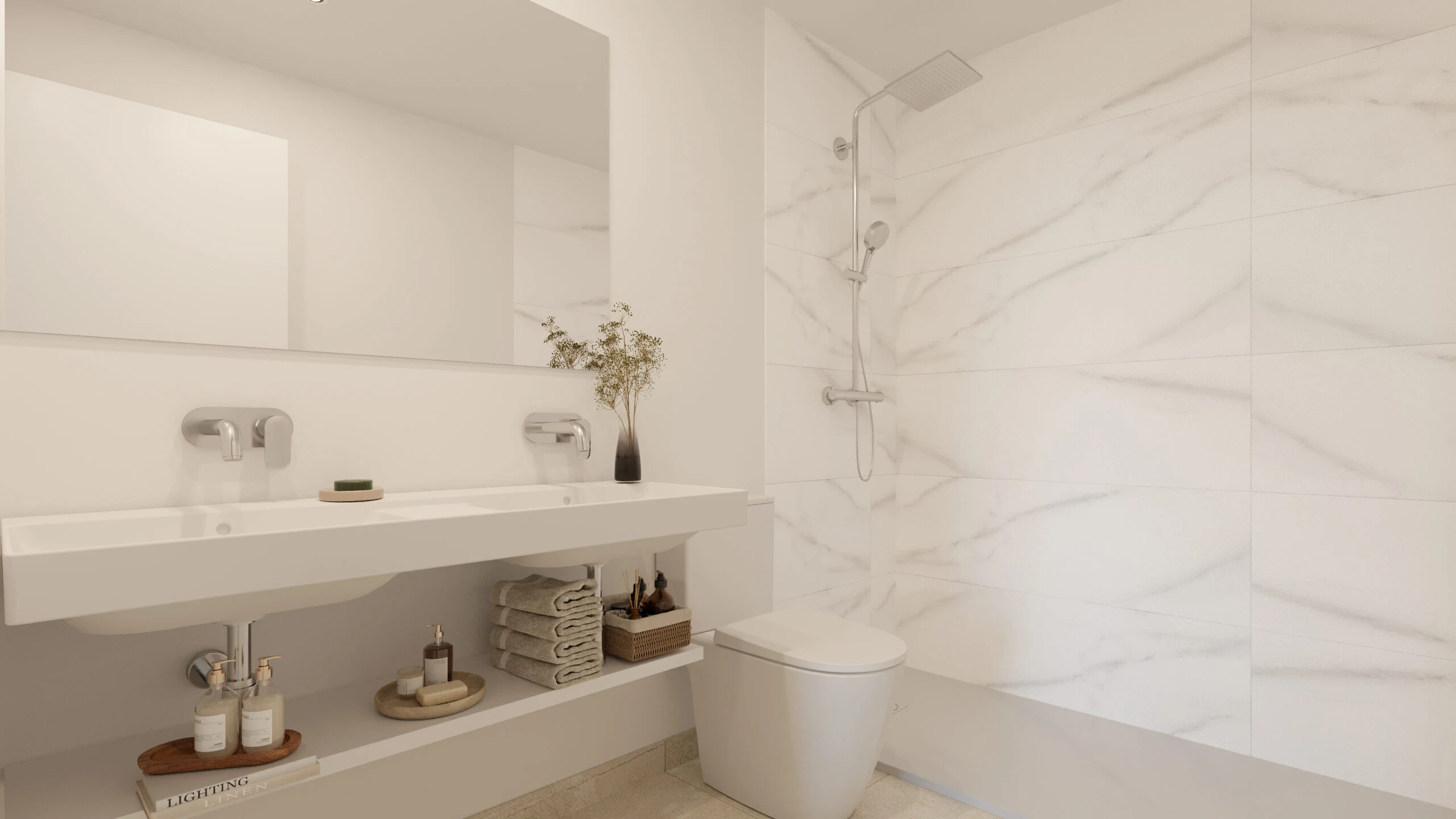 Illustrative bathroom with bath