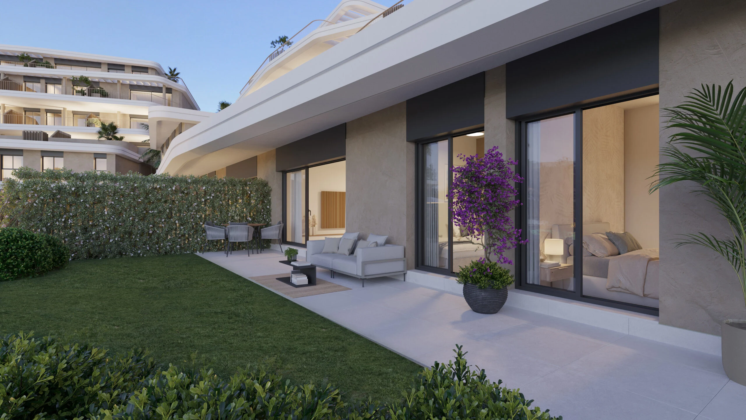 Illustrative private garden and covered terrace