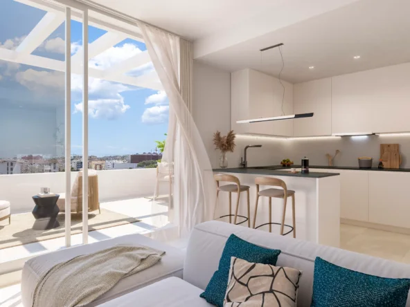 Illustrative open kitchen and living area