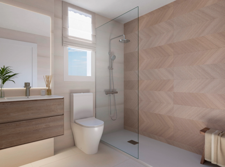 Illustrative bathroom with walk-in shower