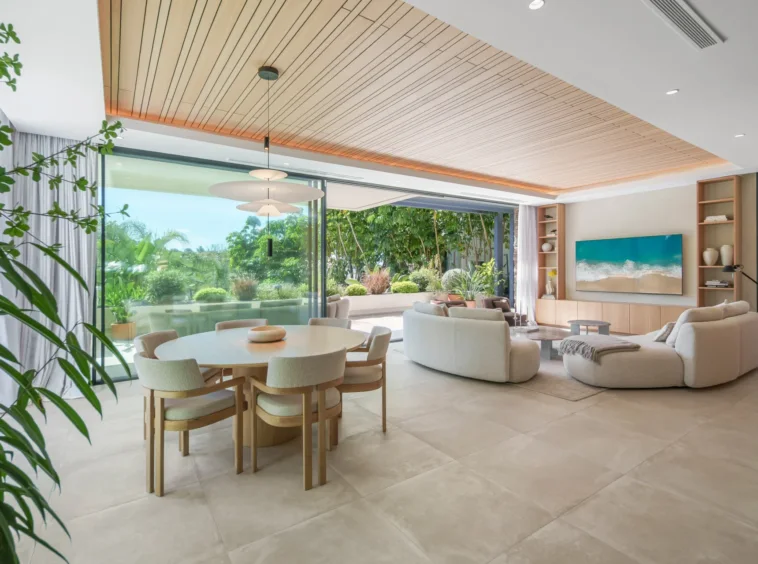 Open-plan living and dining area