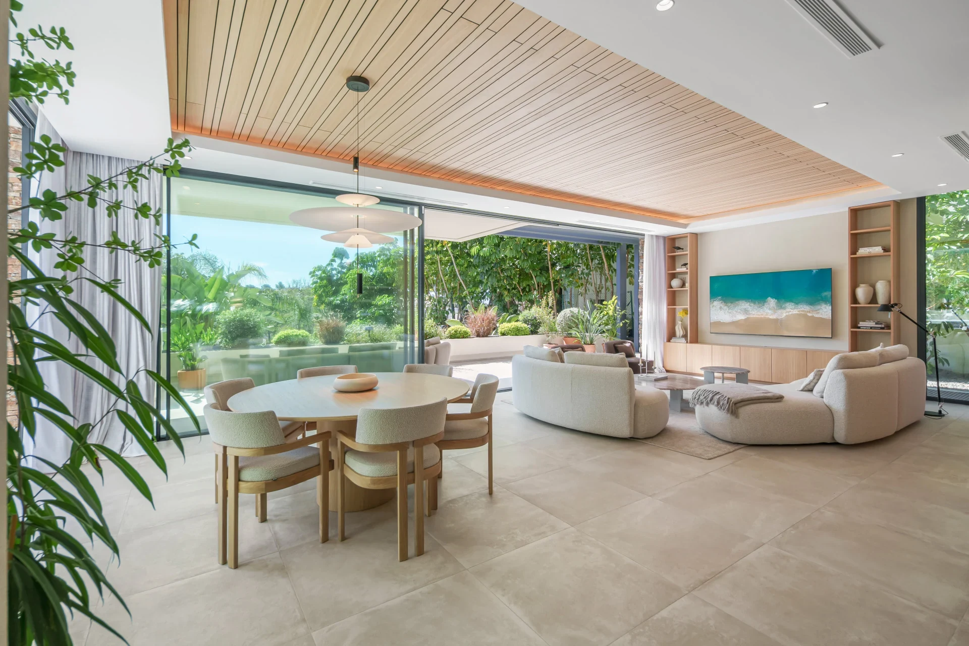 Open-plan living and dining area