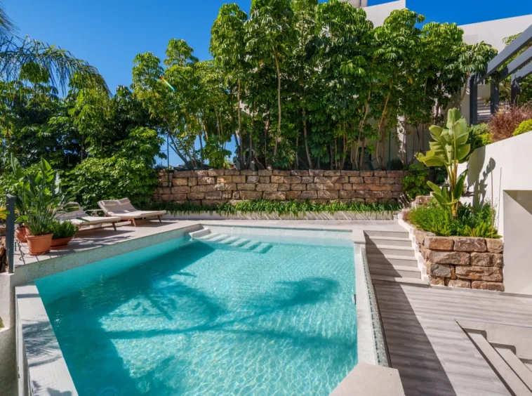 Private swimming pool and garden