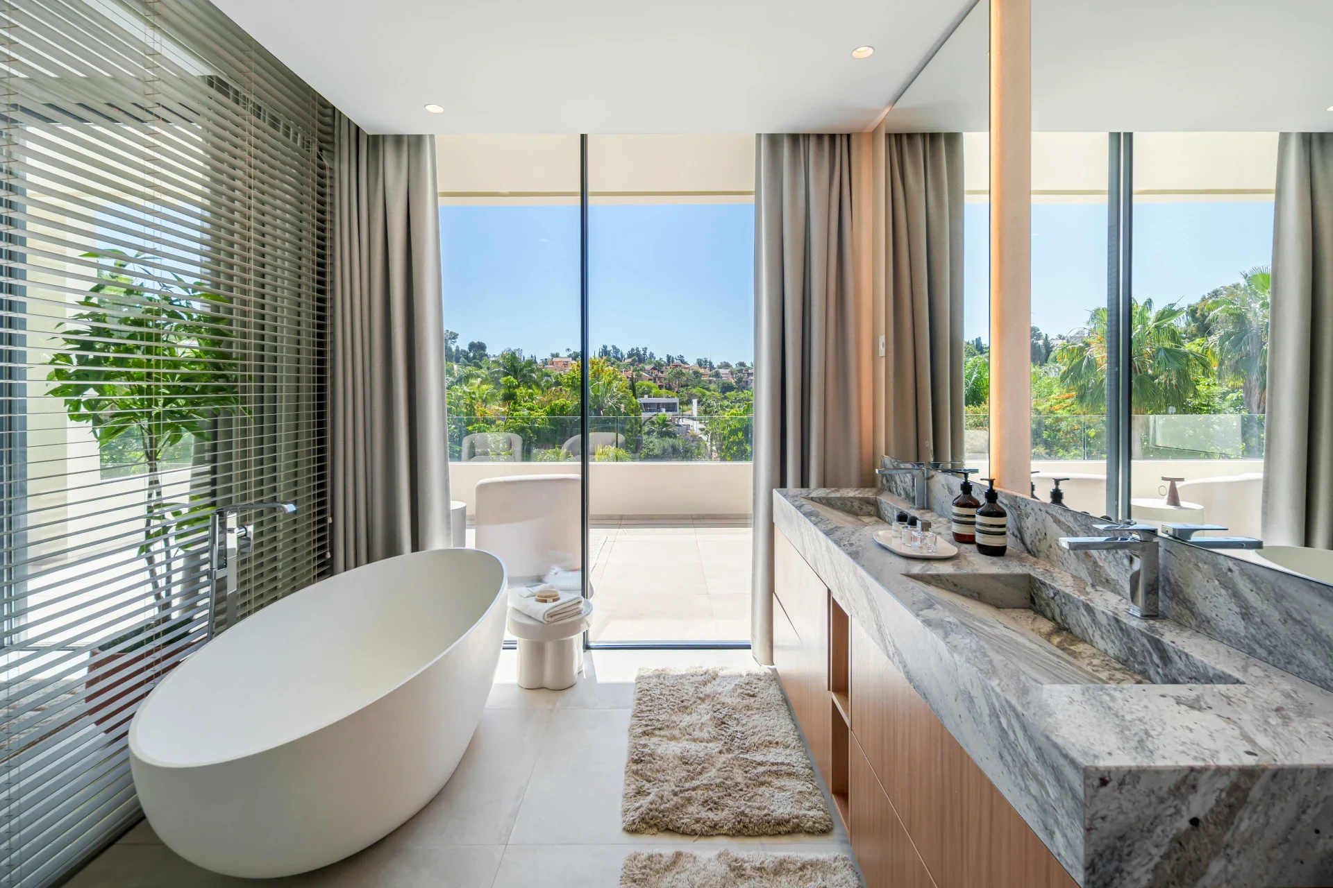 Bathroom with freestanding bath