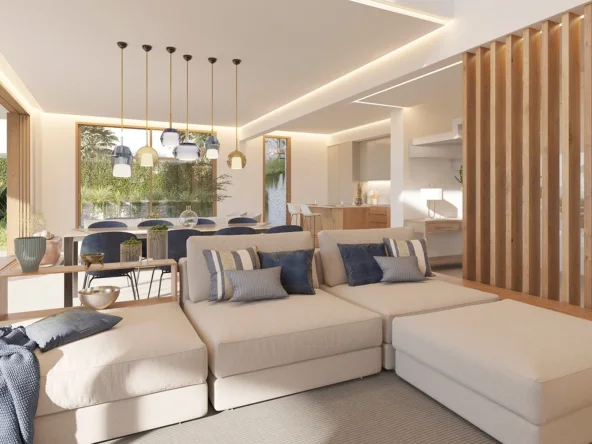 Illustrative open-plan living and dining room in a modern El Campanario townhouse