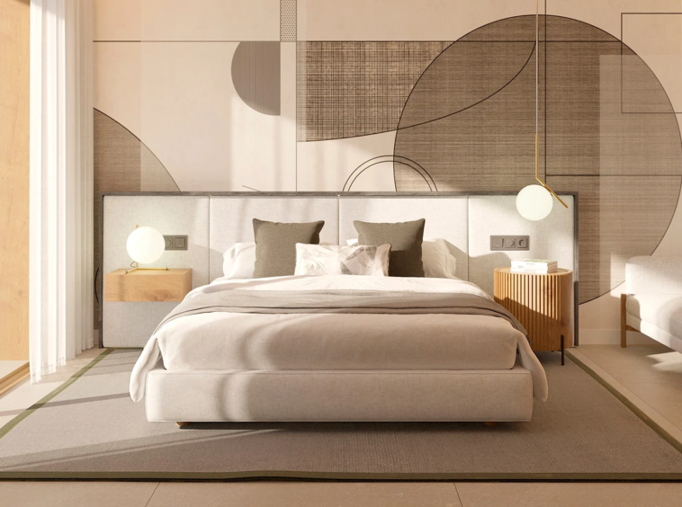 Illustrative bedroom interior in a four-bedroom townhouse in Estepona