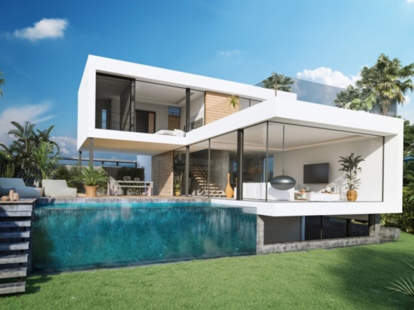 Illustrative villa exterior and private pool in El Campanario