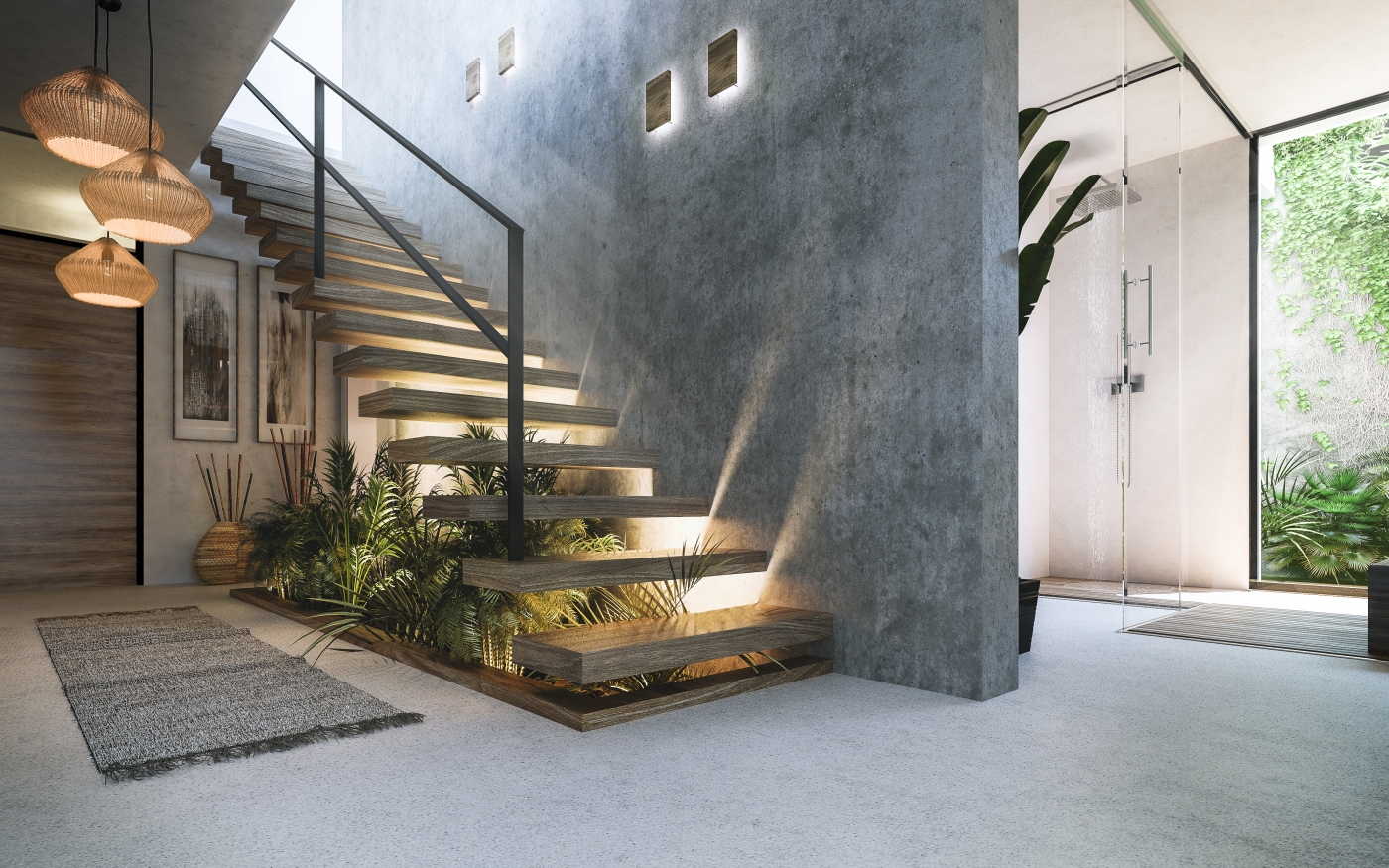 Illustrative interior staircase