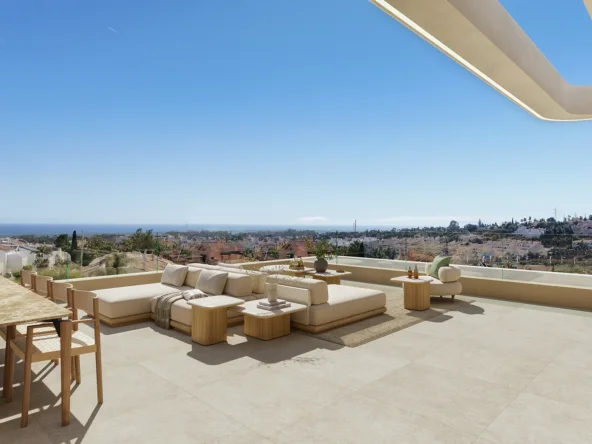 Illustrative rooftop terrace at contemporary residences in El Campanario