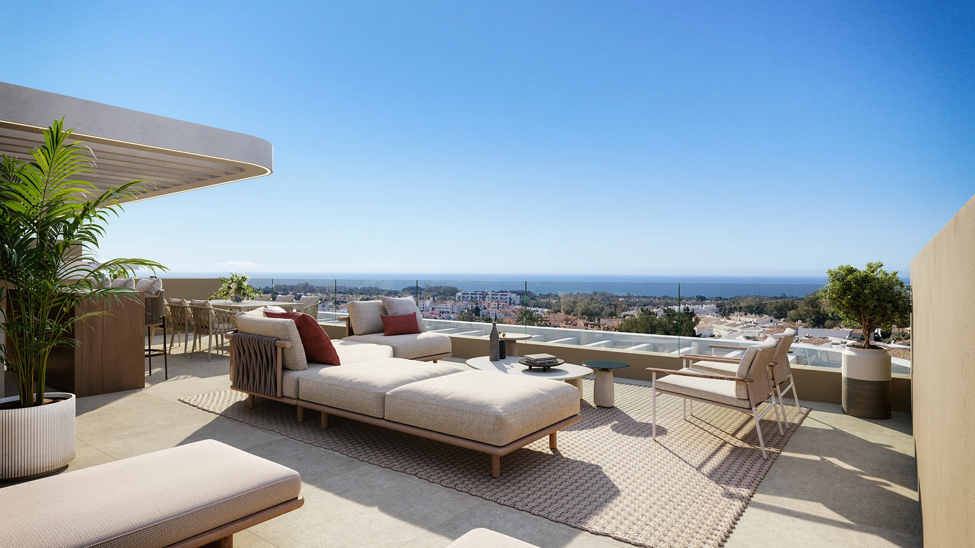Illustrative penthouse outdoor lounge in El Campanario