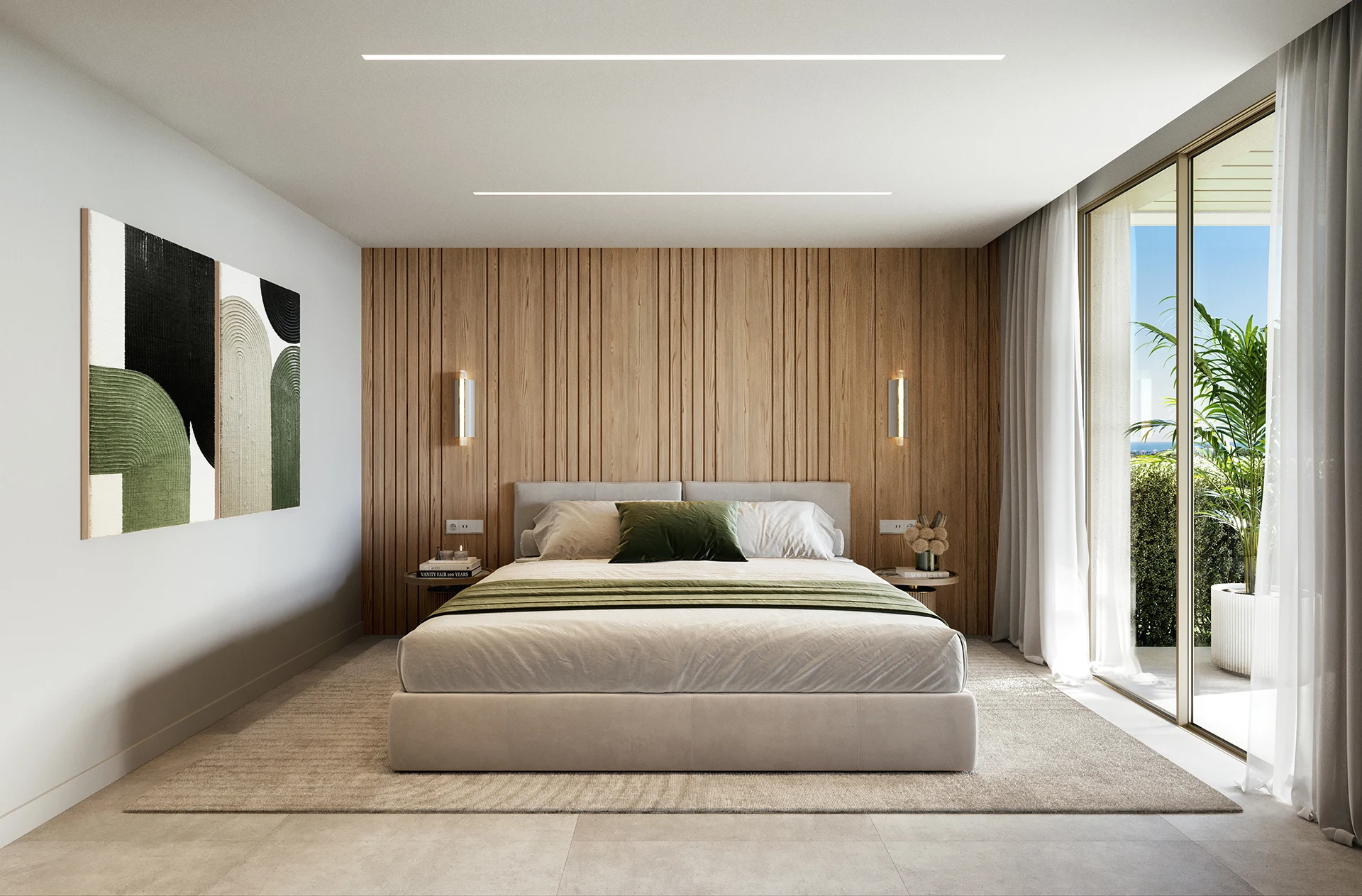 Illustrative bedroom at new residences in El Campanario