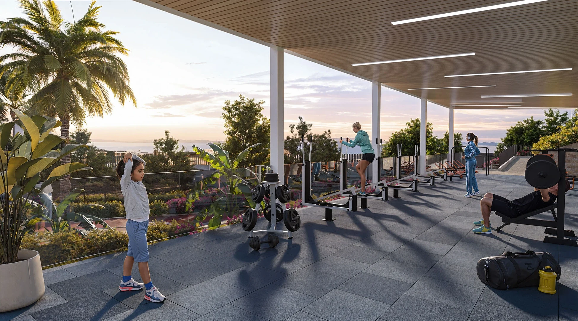 Architectural visualisation of the communal gym in El Chaparral, Mijas