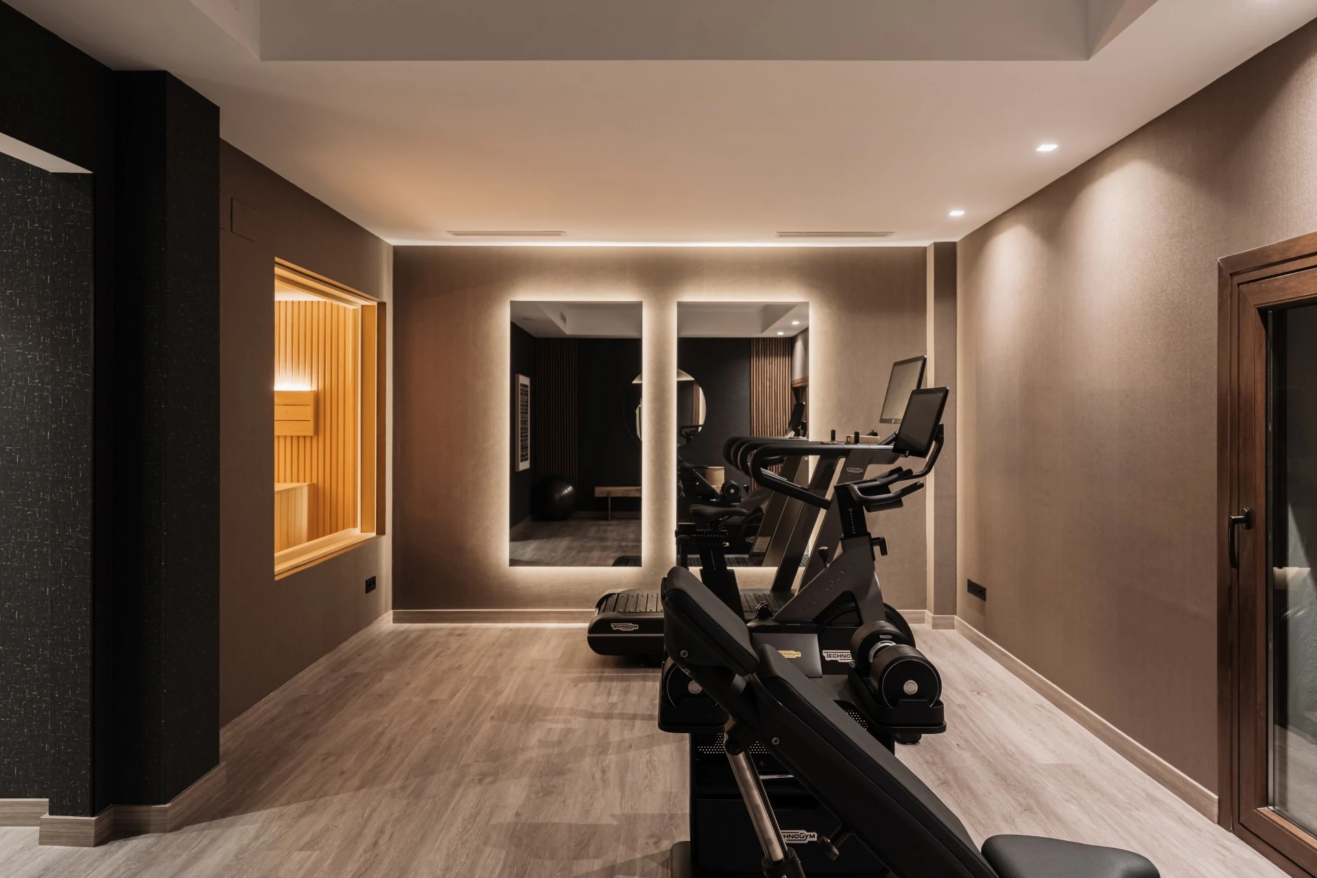 Indoor gym beside the sauna