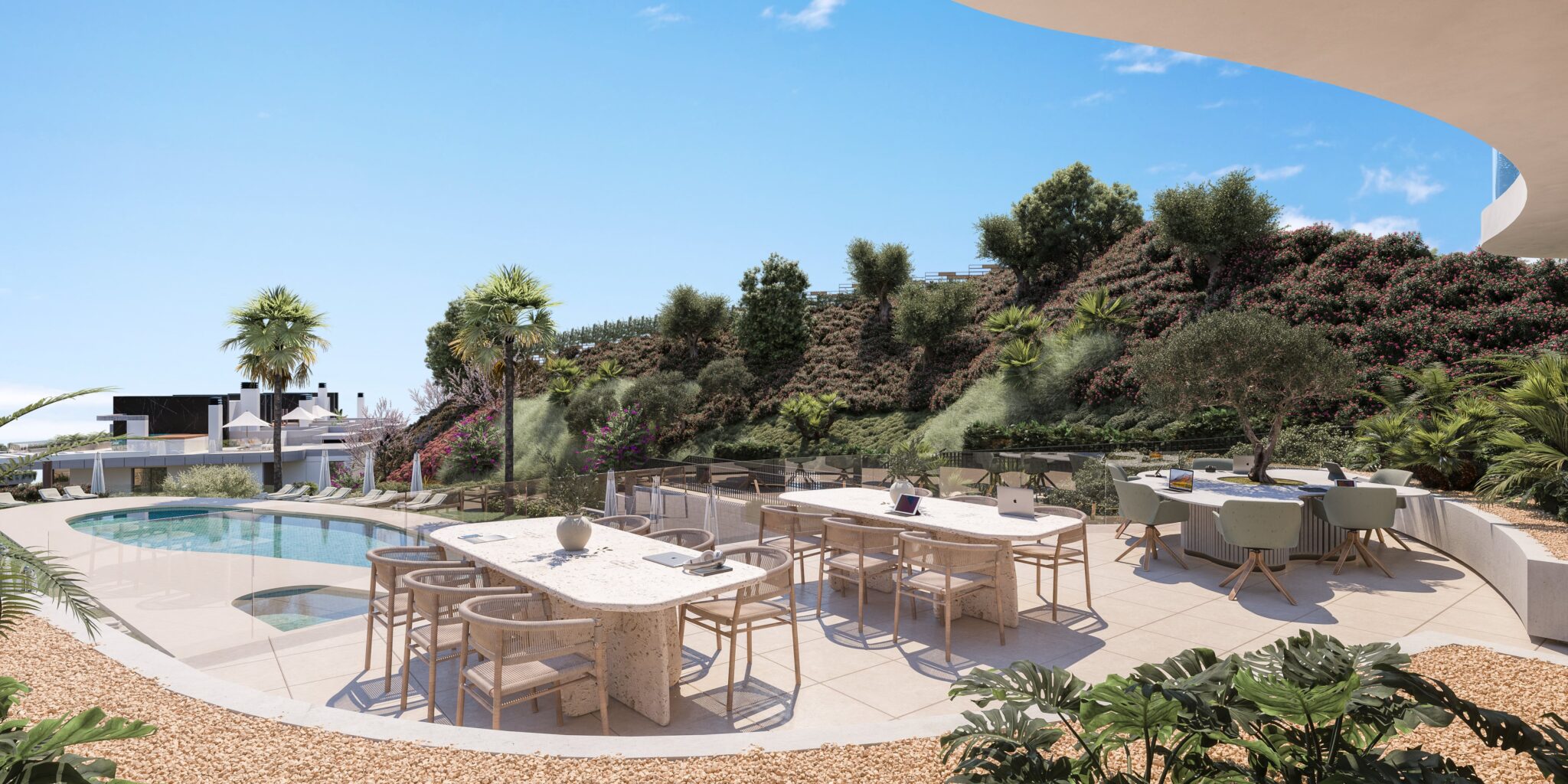 Representative shared pool terrace