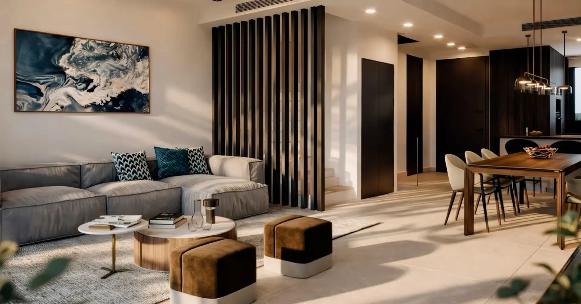 Illustrative living and dining room in a townhouse in Elviria