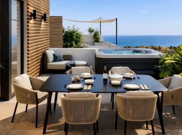 Illustrative rooftop terrace with jacuzzi