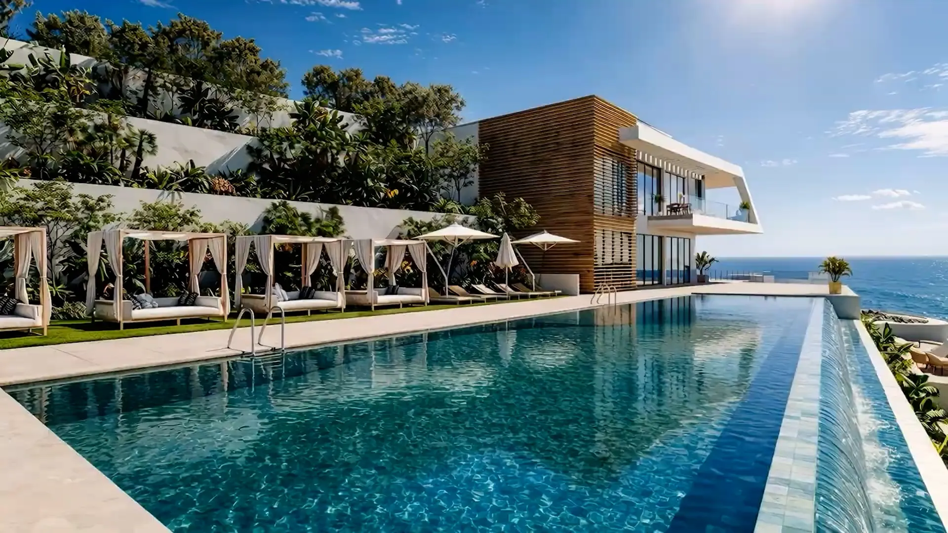 Illustrative shared outdoor swimming pool
