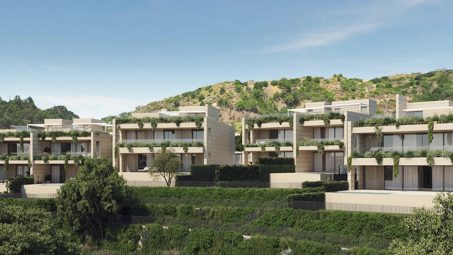 Illustrative residential buildings and landscaped surroundings in Elviria