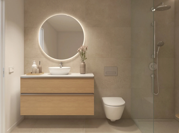 Illustrative bathroom at contemporary apartments in Elviria