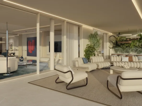 Illustrative covered sea-view terrace in an Estepona development