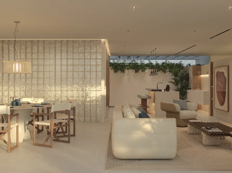 Illustrative penthouse rooftop living and dining area in Estepona