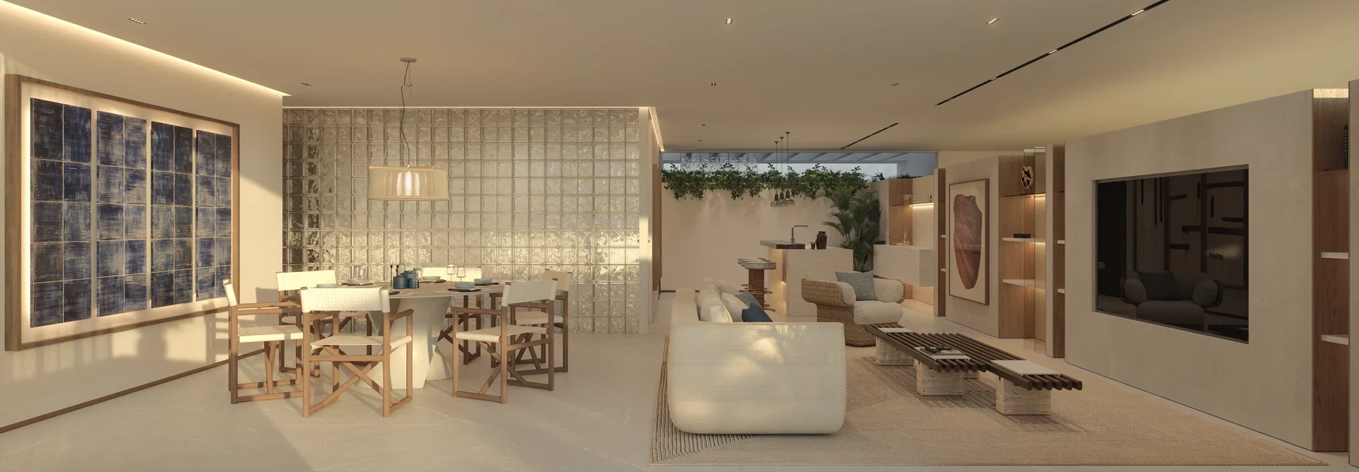 Illustrative penthouse rooftop living and dining area in Estepona