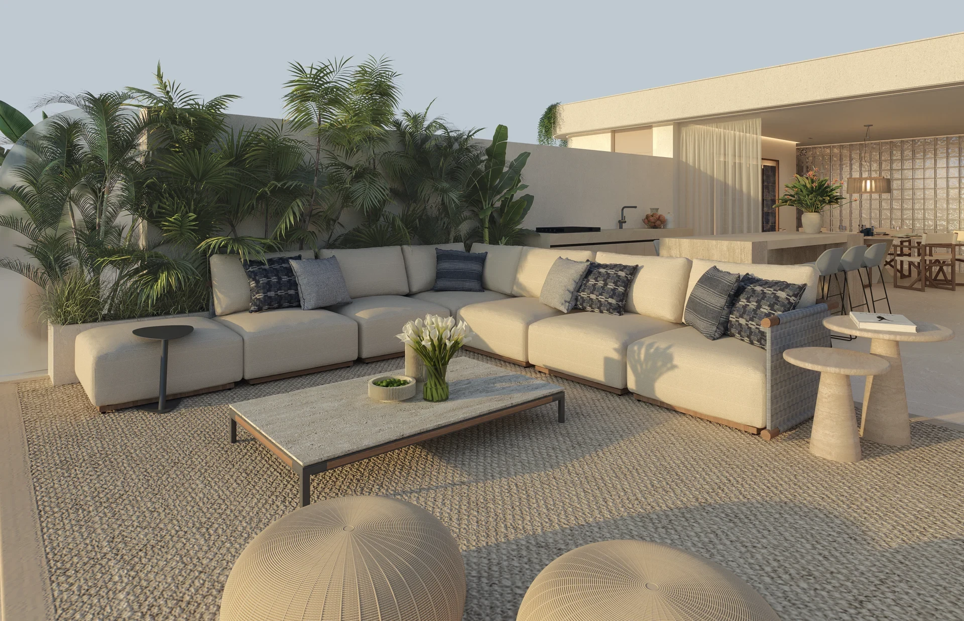 Illustrative rooftop lounge in an Estepona penthouse
