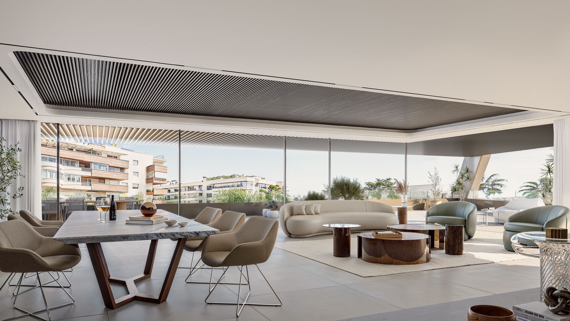 Illustrative open-plan living room in an apartment for sale in Estepona