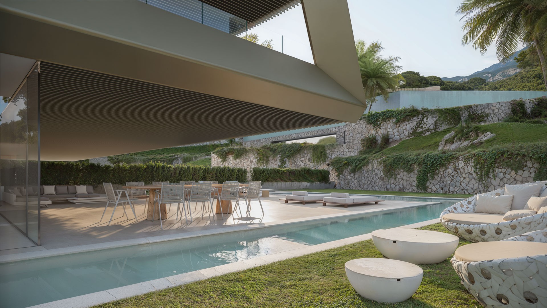 Illustrative private garden and pool of an apartment in Estepona