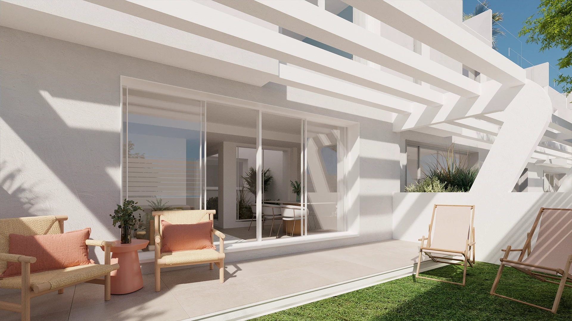 Illustrative garden and sheltered terrace of a townhouse