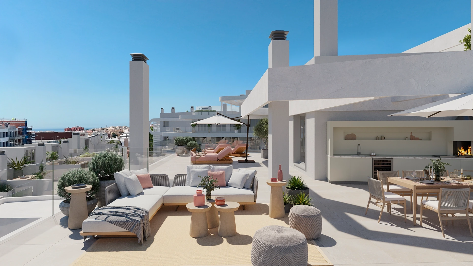 Illustrative rooftop terrace with outdoor seating