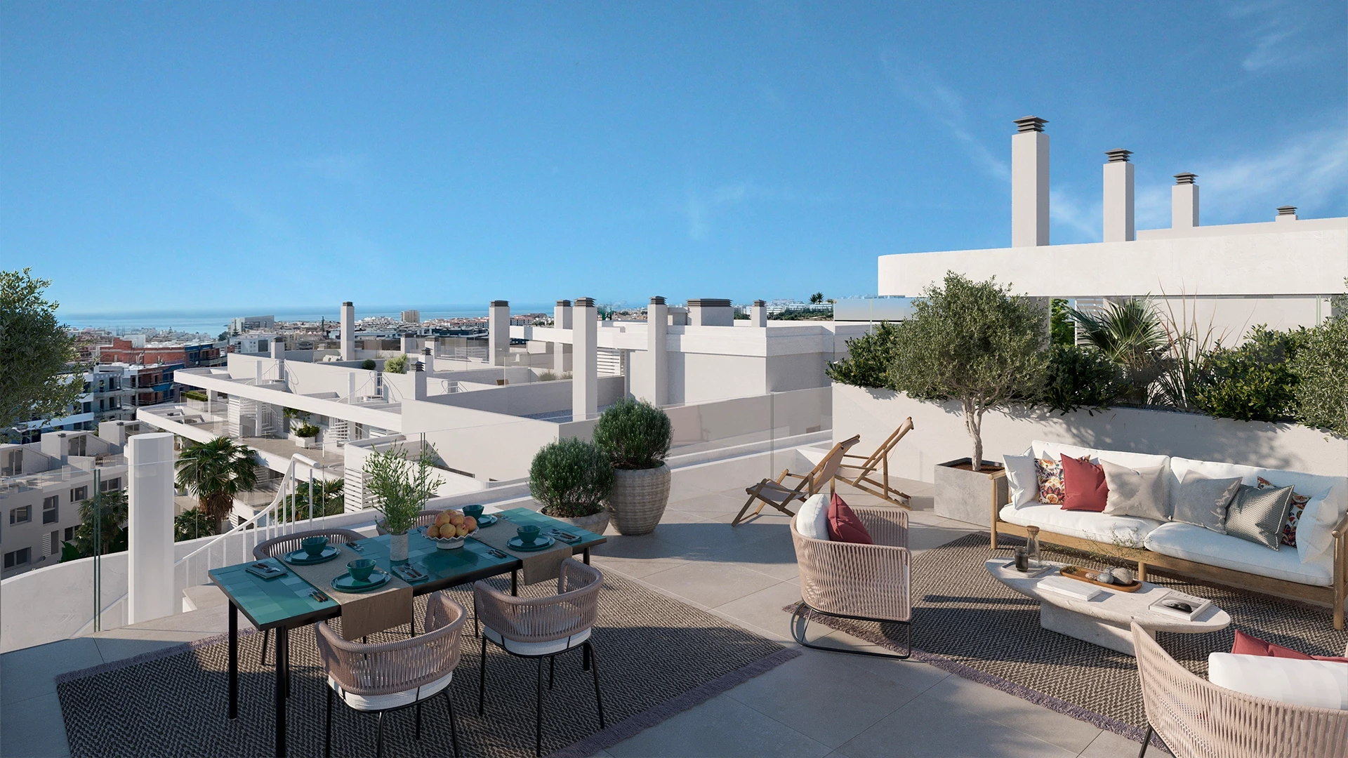 Illustrative furnished rooftop terrace