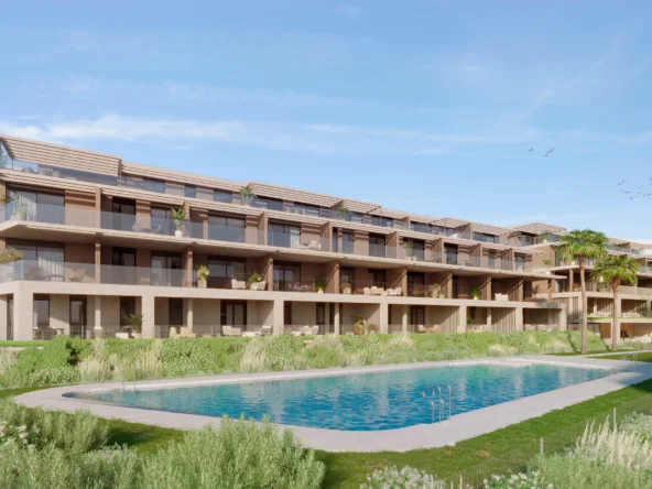 Communal pool and landscaped grounds in Valle Romano, Estepona