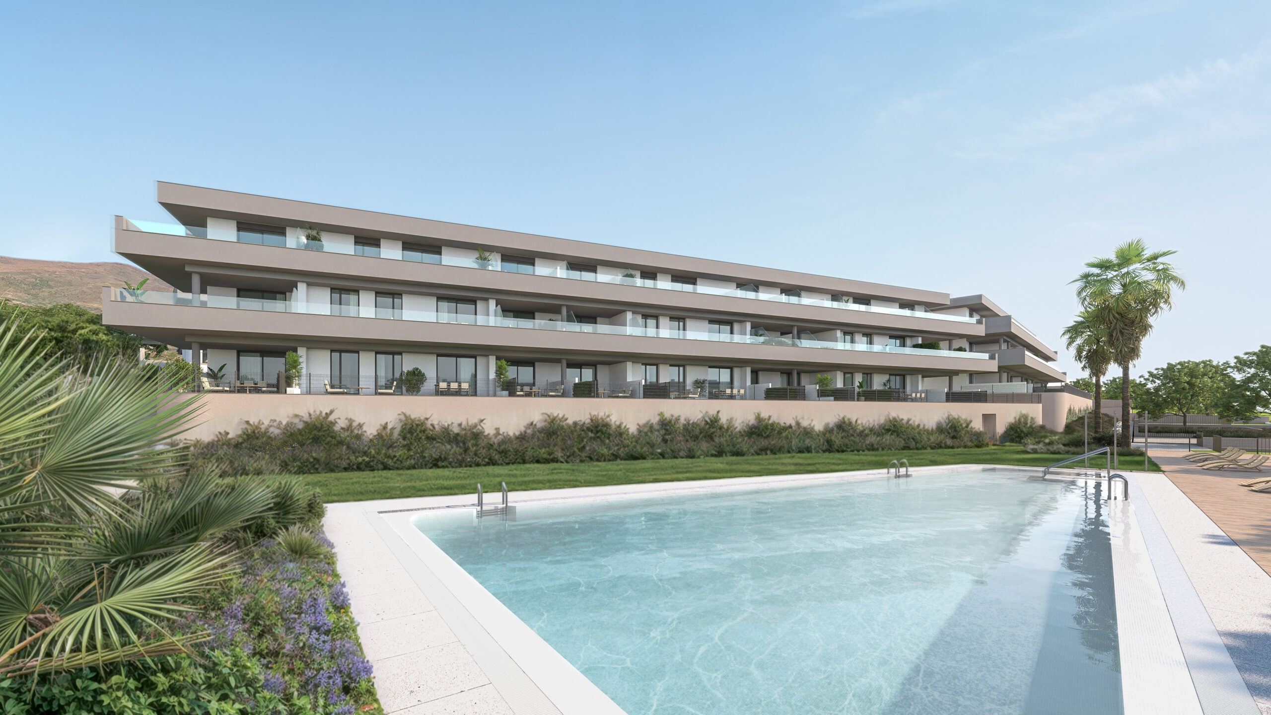 Illustration of the communal swimming pool in Estepona