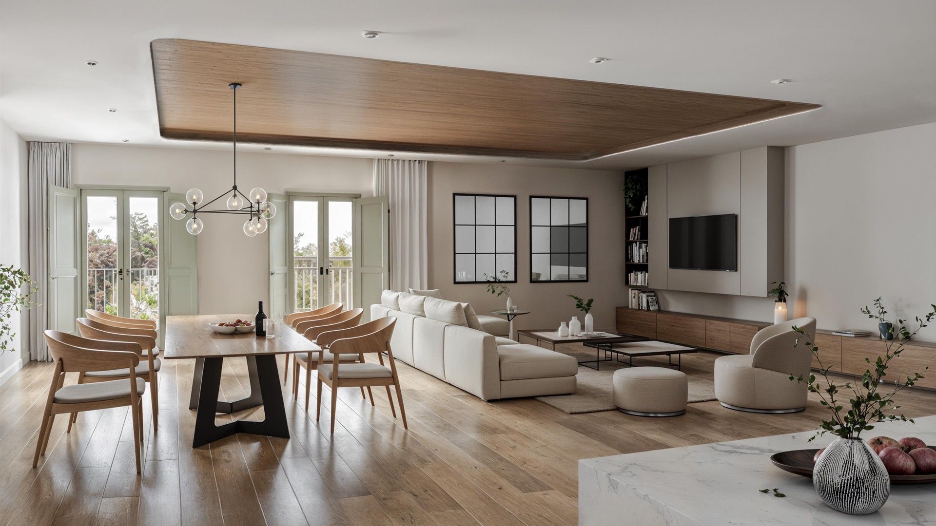 Illustrative dining and living area in a contemporary Estepona apartment