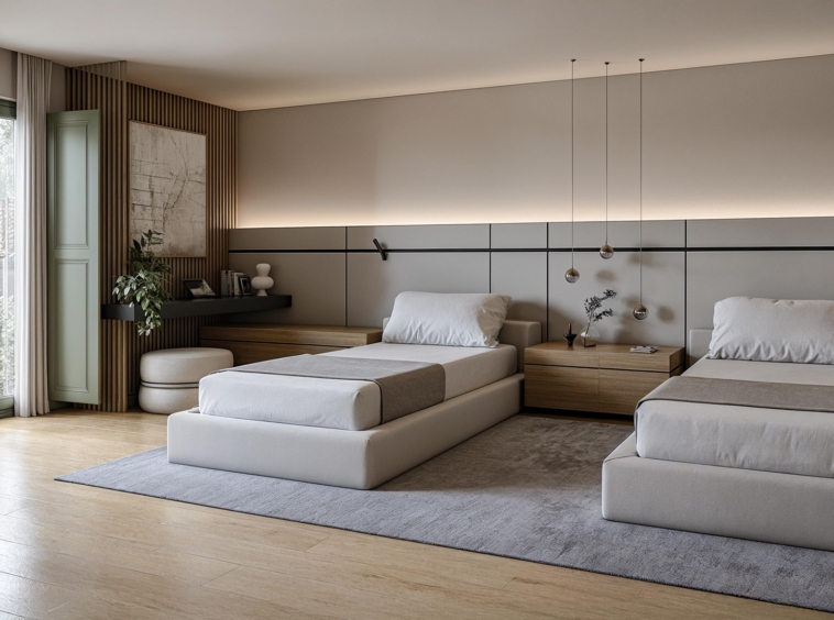 Illustrative twin bedroom in an Estepona Old Town residence