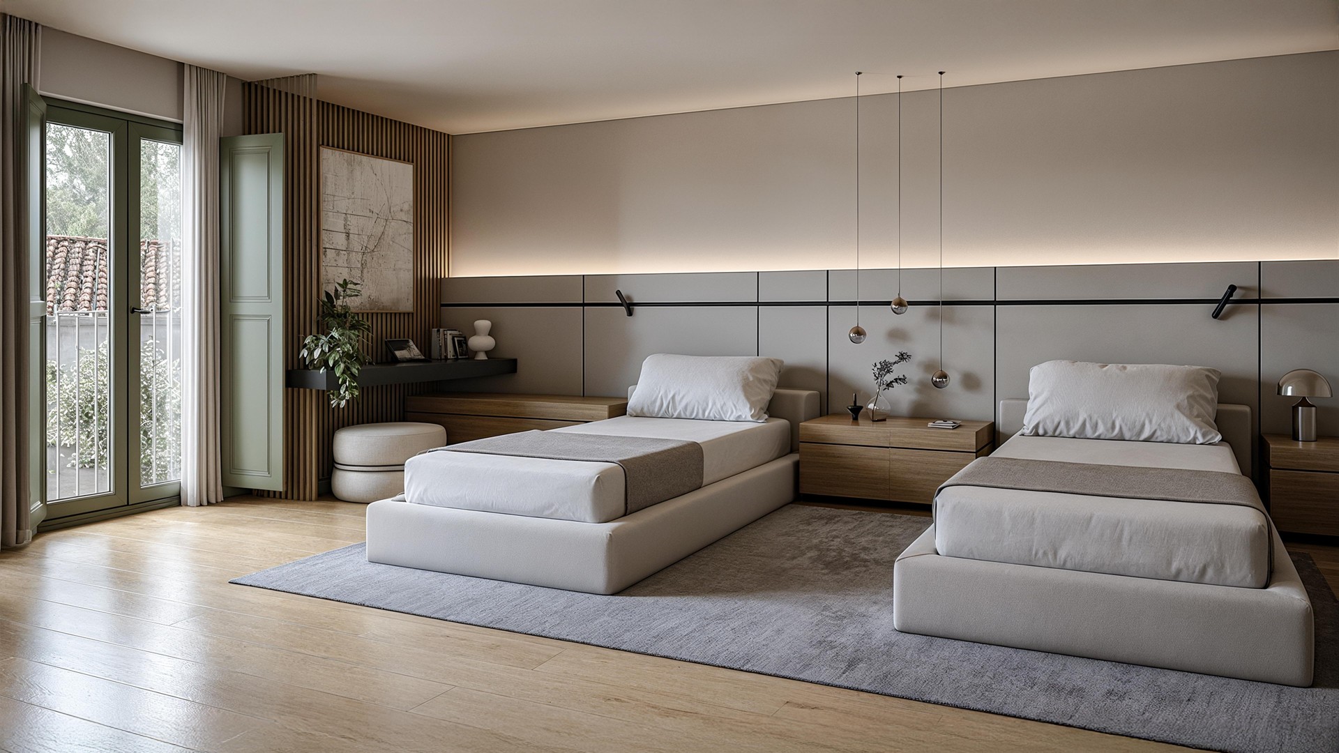 Illustrative twin bedroom in an Estepona Old Town residence
