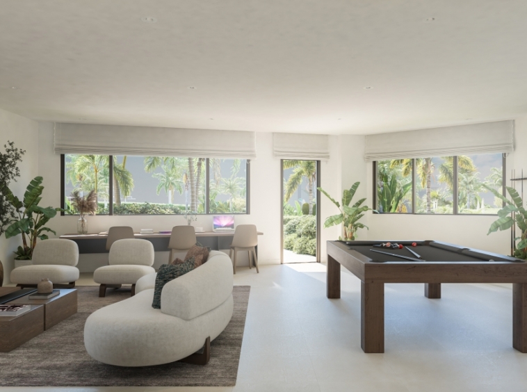 Illustrative communal lounge and games area