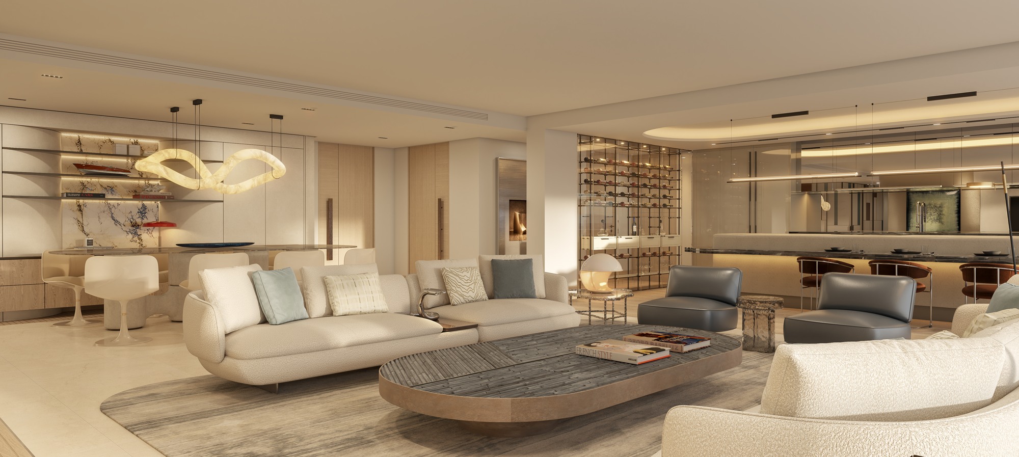 Illustrative open living area facing the Mediterranean in Estepona