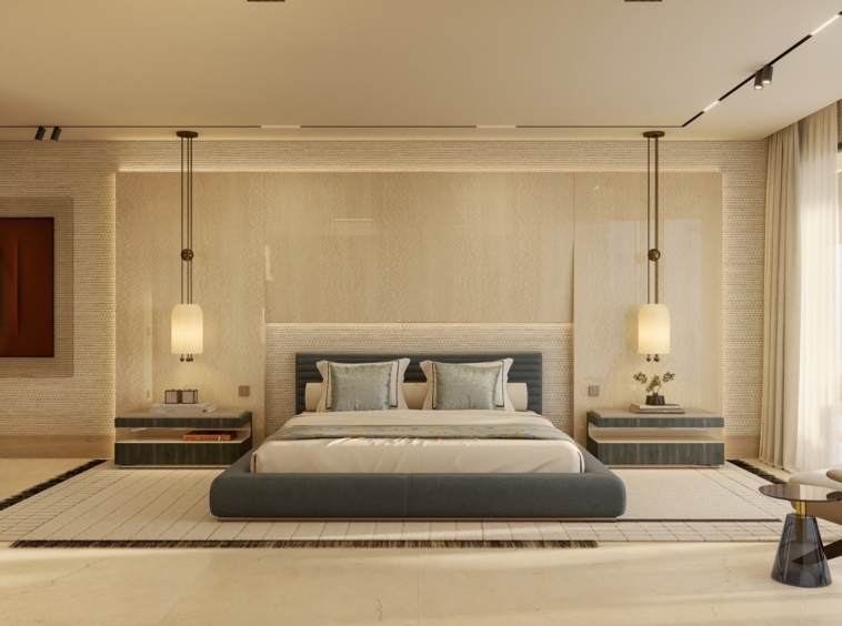 Illustrative principal bedroom in a seafront Estepona residence