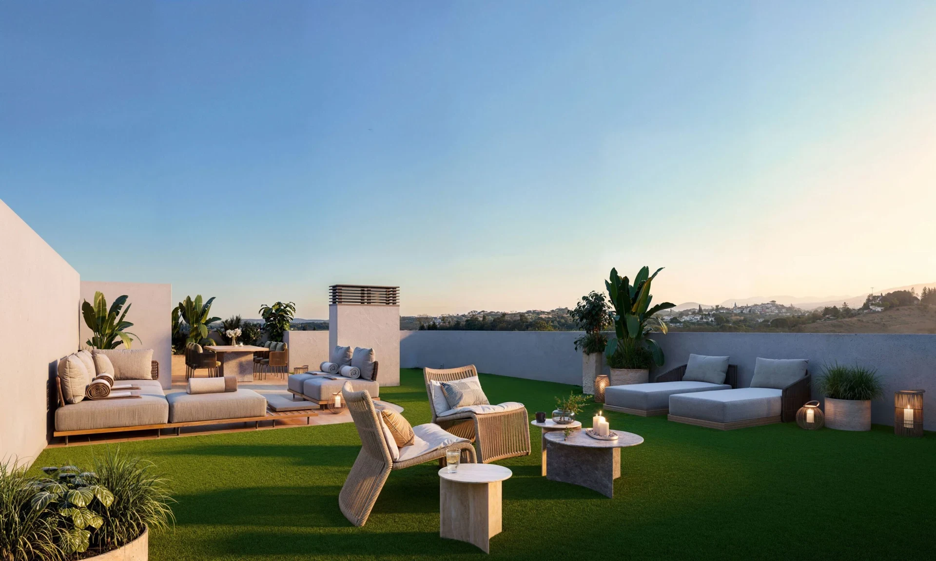 Illustrative rooftop terrace with outdoor seating