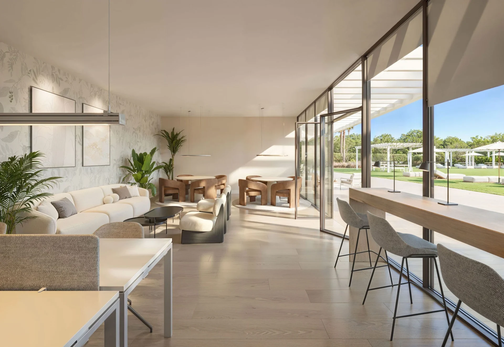 Illustrative residents coworking lounge