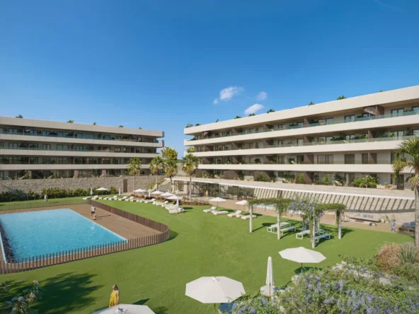 Illustrative residences with communal pool and landscaped gardens