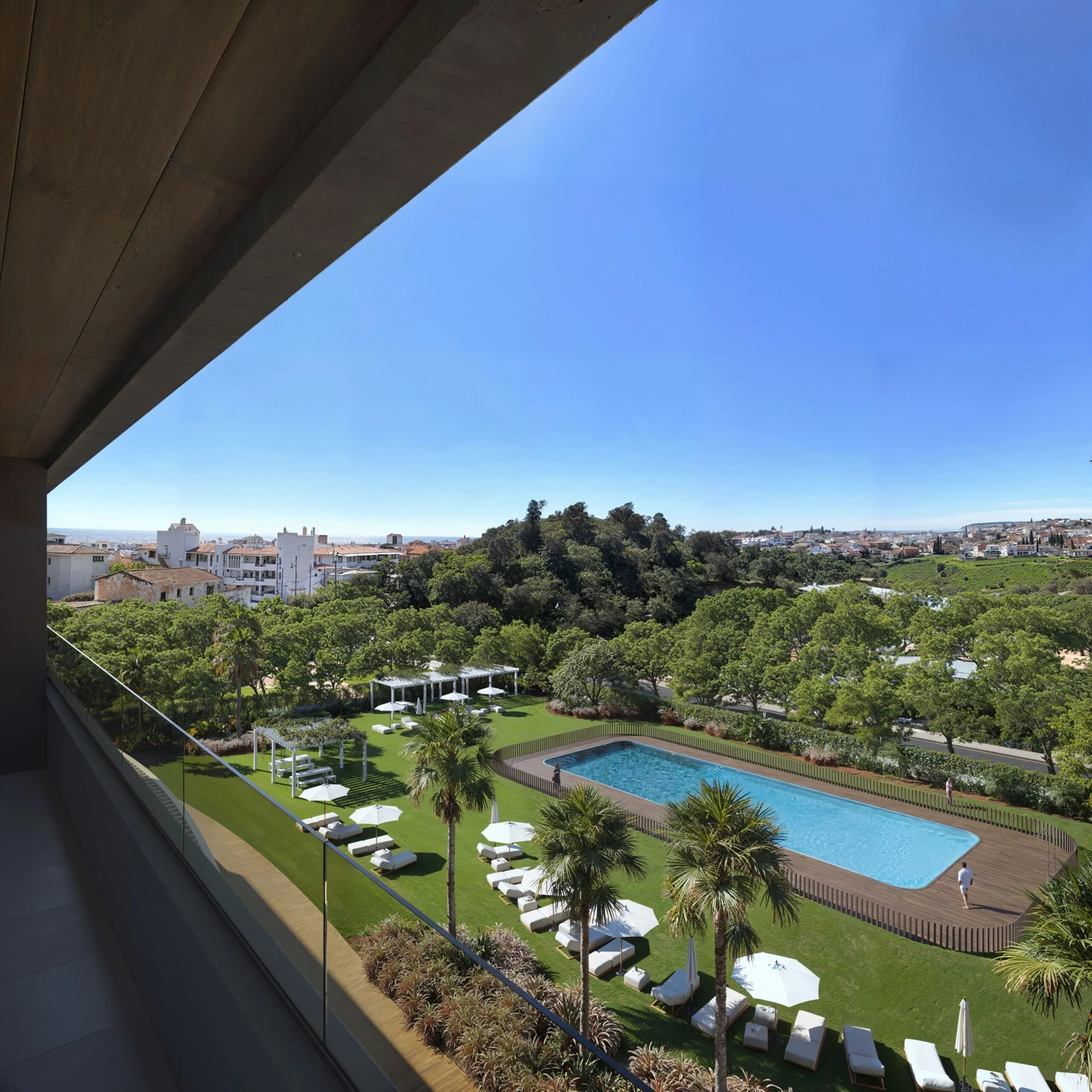 Illustrative terrace overlooking the communal gardens